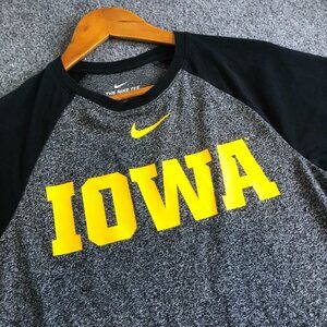 Nike Iowa Hawkeyes Shirt Mens Small Black Center Check Athletic Cut Fit